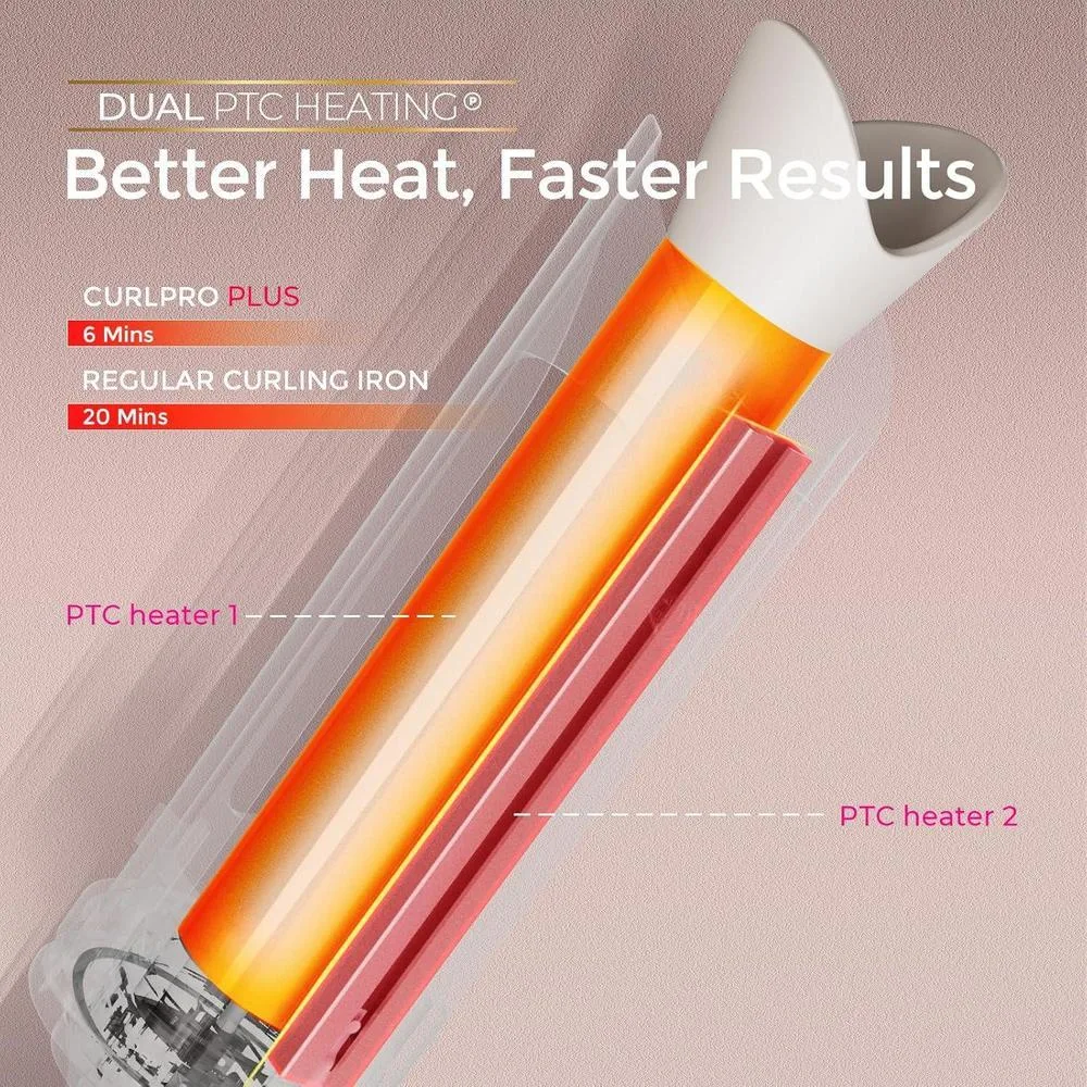 Rizador Automático Rotativo Mejorado TYMO CurlPro Plus con Barril Largo para Cabello Largo, Anti-Quemaduras, Sin Enredos y Iónico