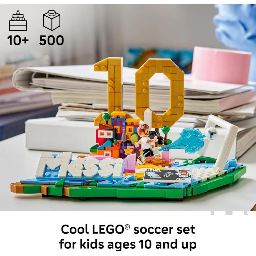 LEGO Ediciones Lionel Messi Juego de coleccionista de fútbol para niños y niñas, decoración deportiva y regalo