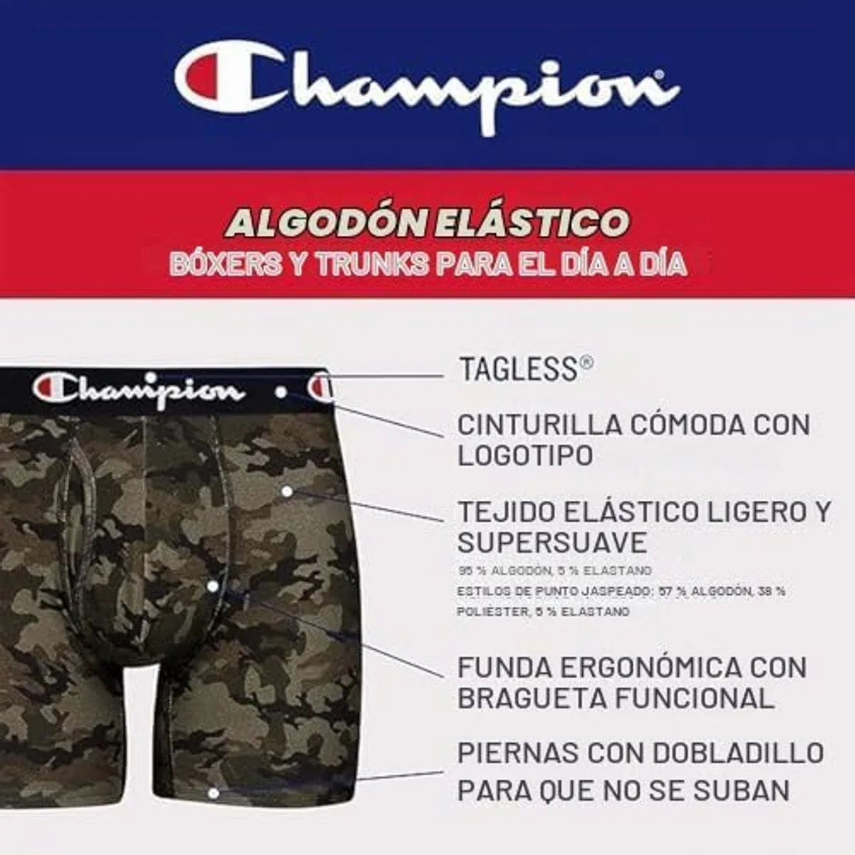 Champion Pack 5 Boxer Champion Men's Everyday Cotton