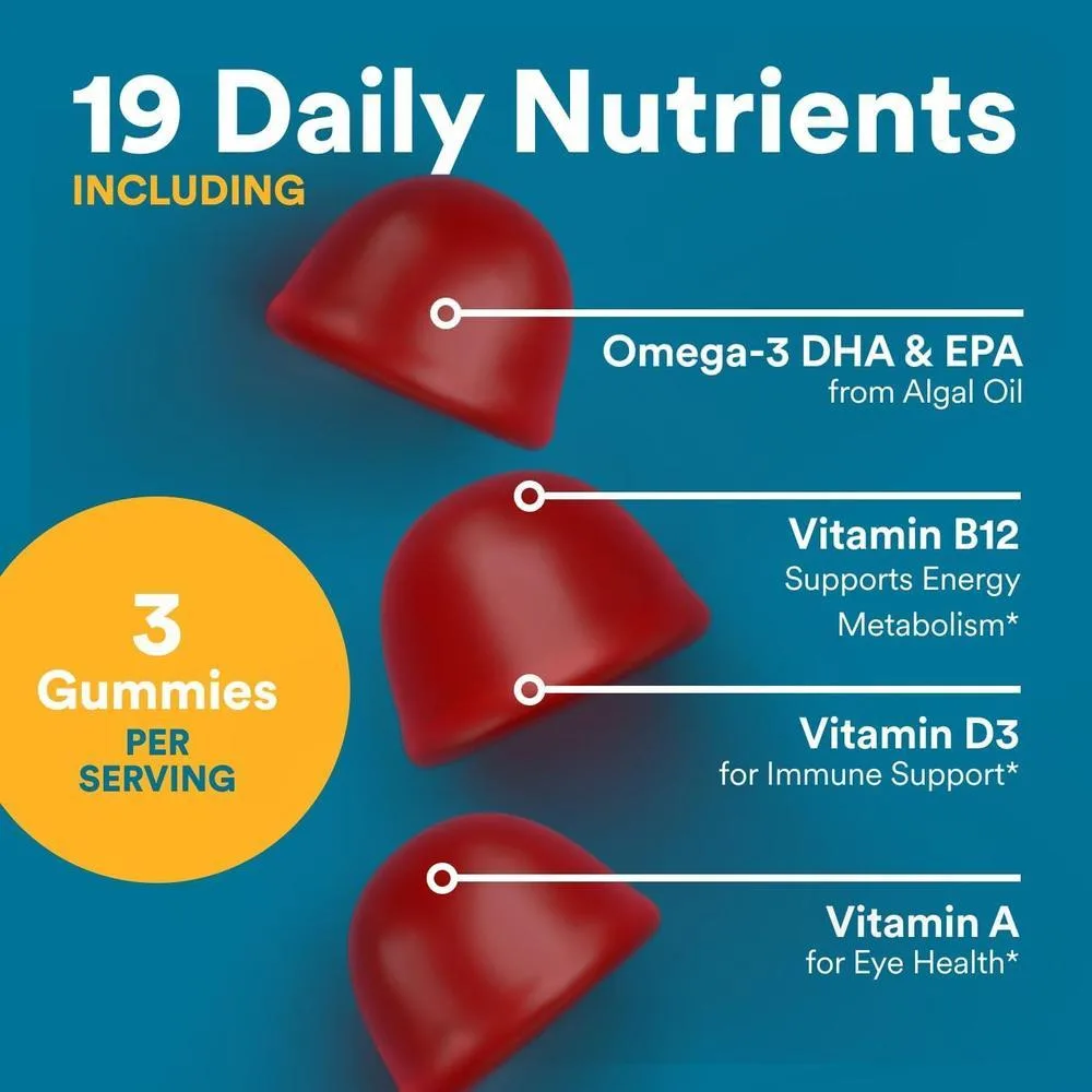 SmartyPants Gomitas multivitamínicas para hombres con Omega 3, metilfolato, vitaminas D3, C, B12, B6, A, K, zinc y selenio, sin gluten