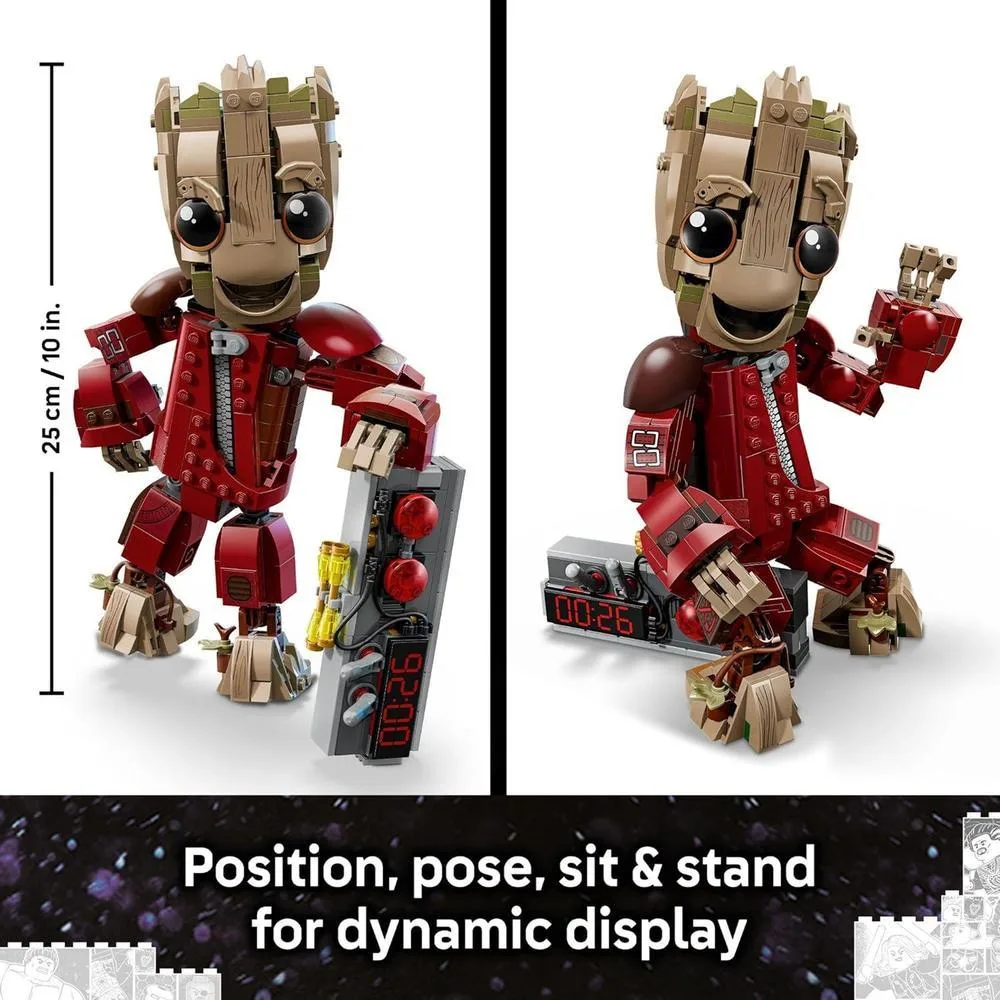 LEGO Marvel Ravager Groot con dispositivo detonador, figura de superhéroe de Guardianes de la Galaxia para niños de 10 años o más