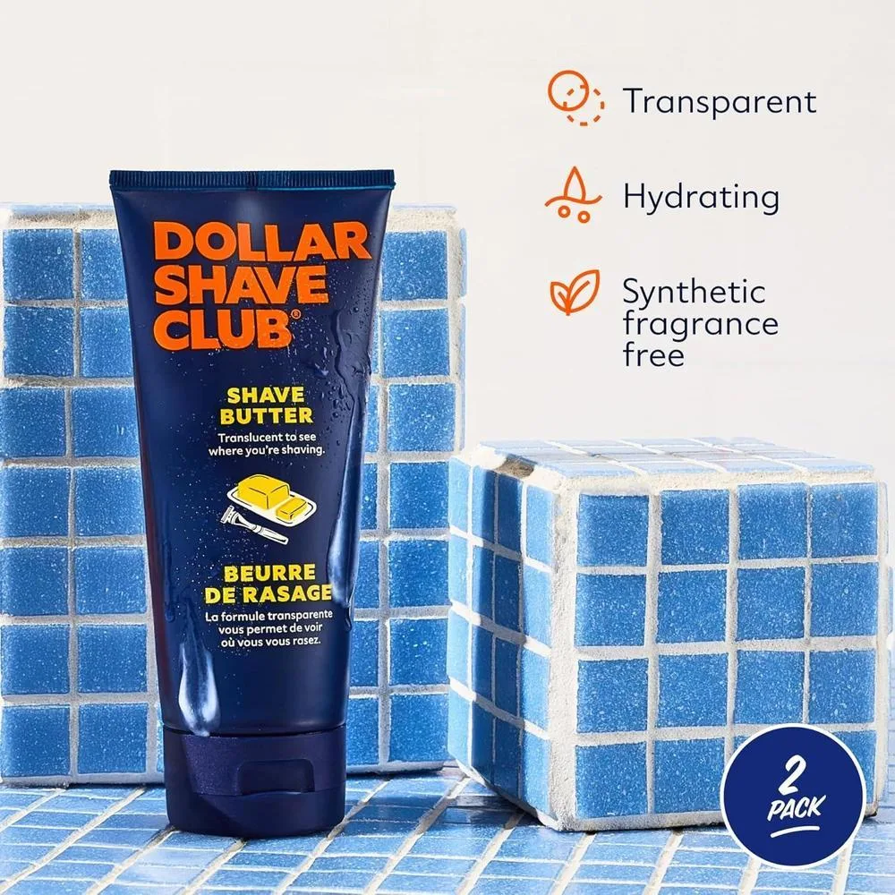 Dollar Shave Club Shave Butter Paquete de 2 Crema de Afeitar Translucida para Pieles Sensibles