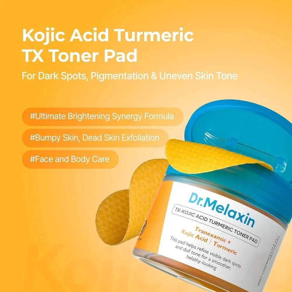 Almohadillas De Tóner Iluminadoras Dr.Melaxin TX Con Cúrcuma Y Ácido Kójico 190ml