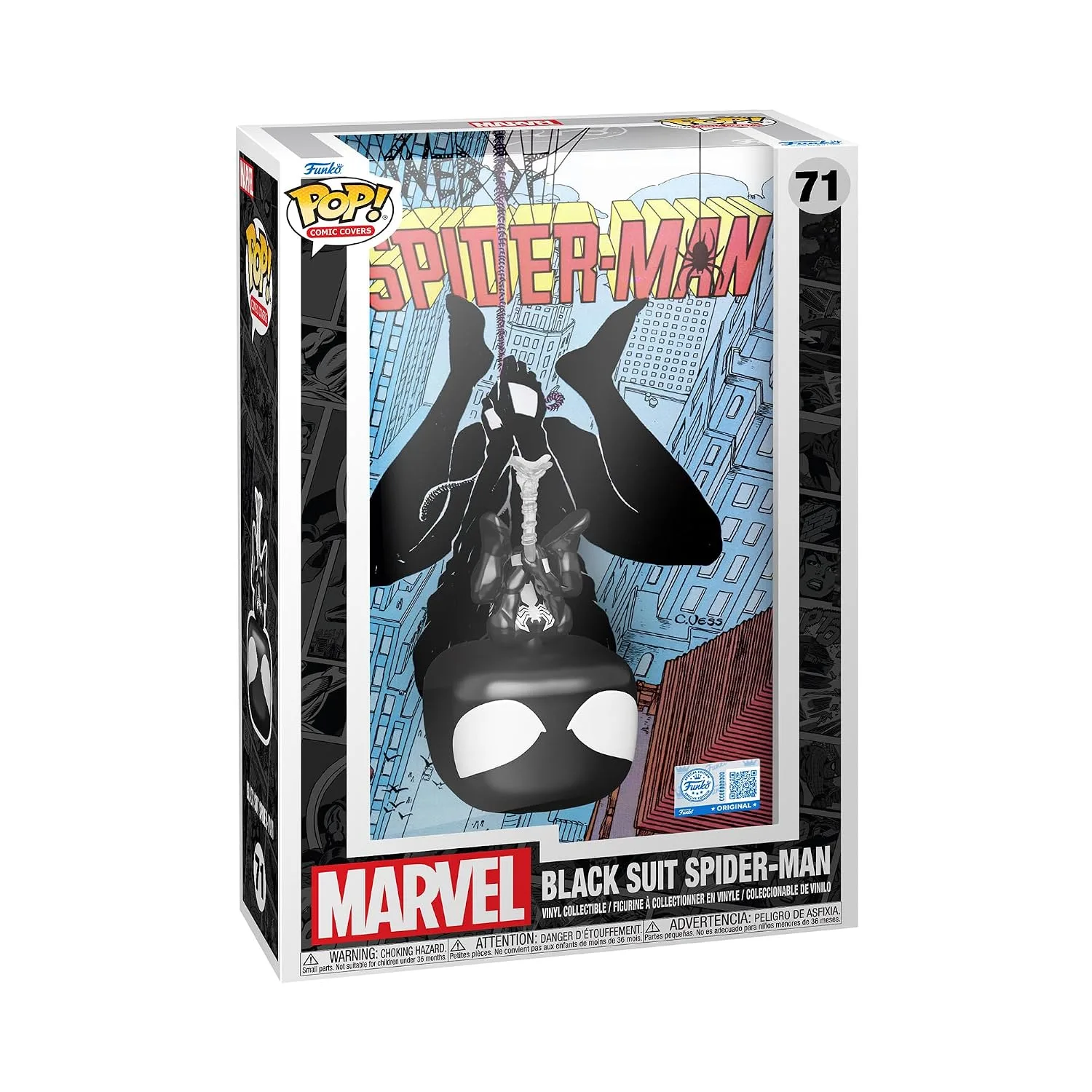 Figura Coleccionable Funko Pop! Comic Cover Spider-Man Traje Negro Web of Spider-Man #8