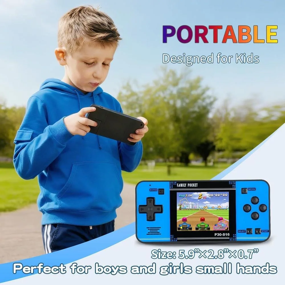 Juego de mano para niños con 220 videojuegos retro precargados, reproductor portátil con batería recargable y pantalla LCD