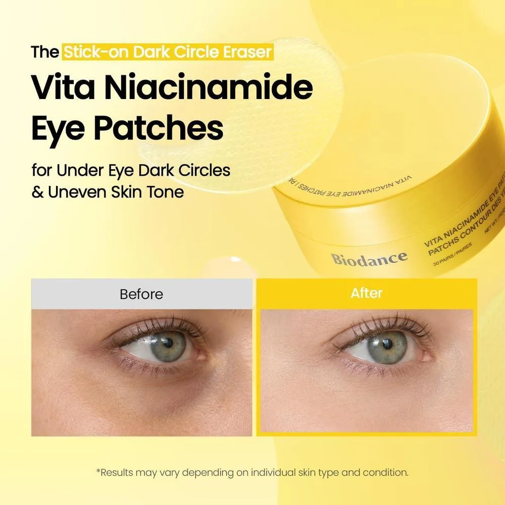 BIODANCE Parches Hidrogel con Niacinamida para Ojos, Mejora de Ojeras y Manchas en la Cara, Esenciales de Viaje