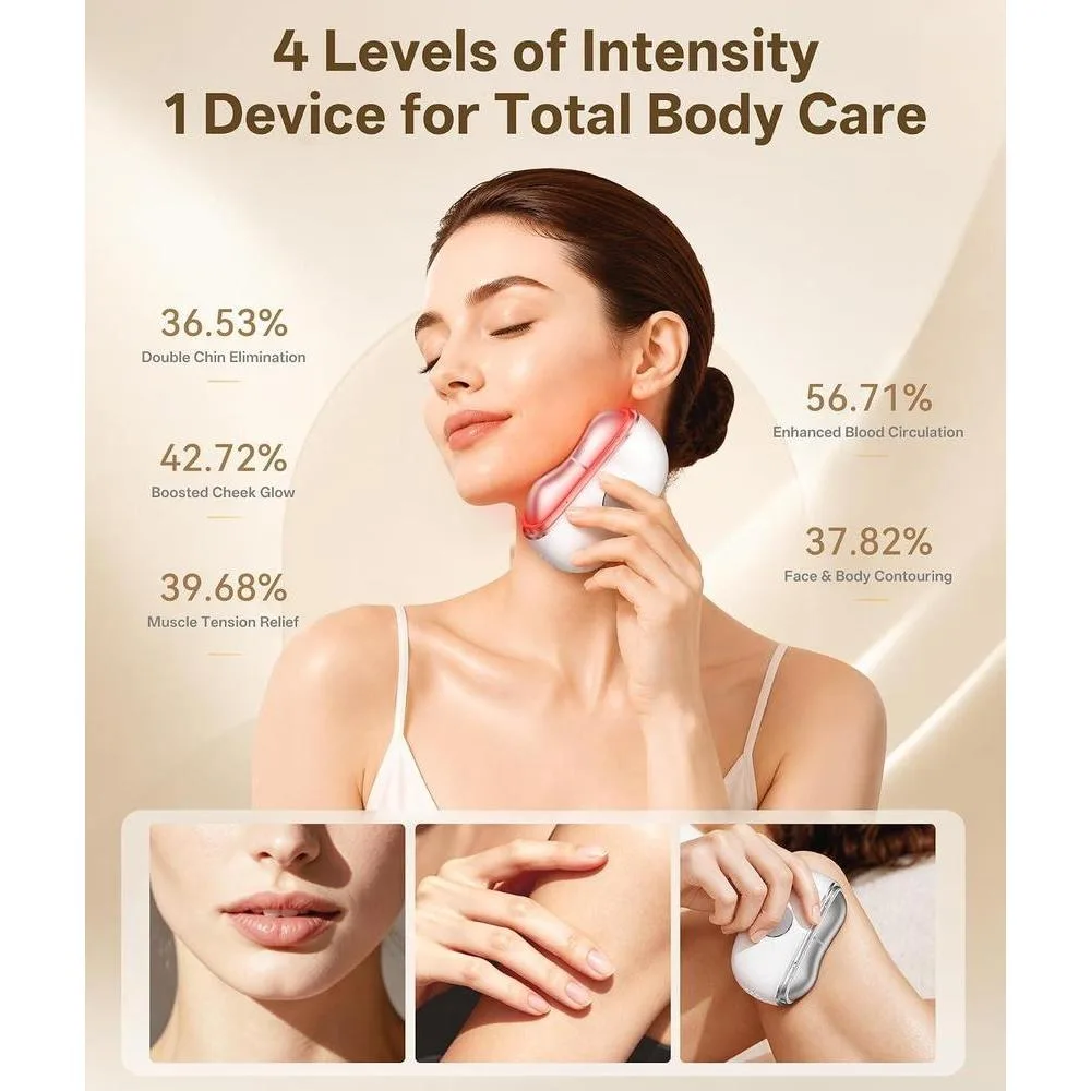 Dopsikn Terapia de luz roja para cara y cuello, masajeador facial con modos caliente y frío, herramienta para contornear