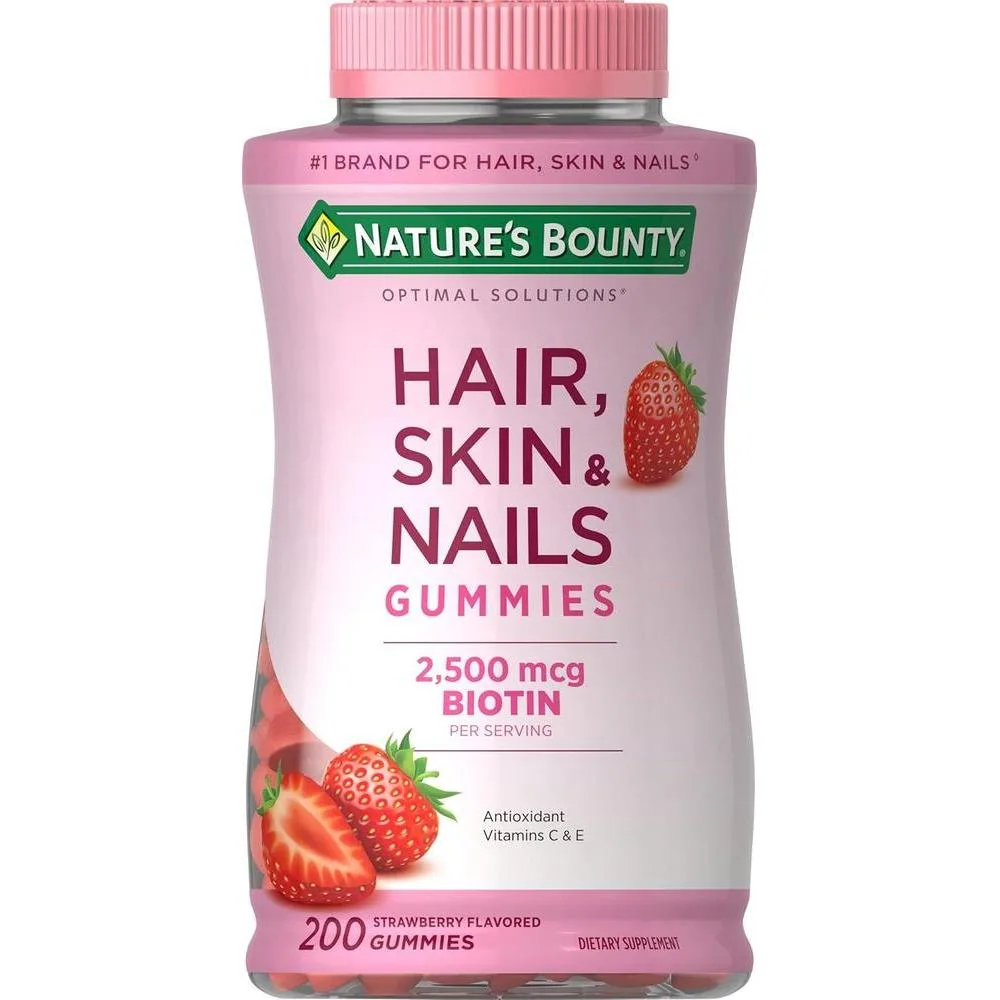 Vitaminas Nature's Bounty Optimal Solutions Cabello, Piel y Uñas Gomitas 200 unidades