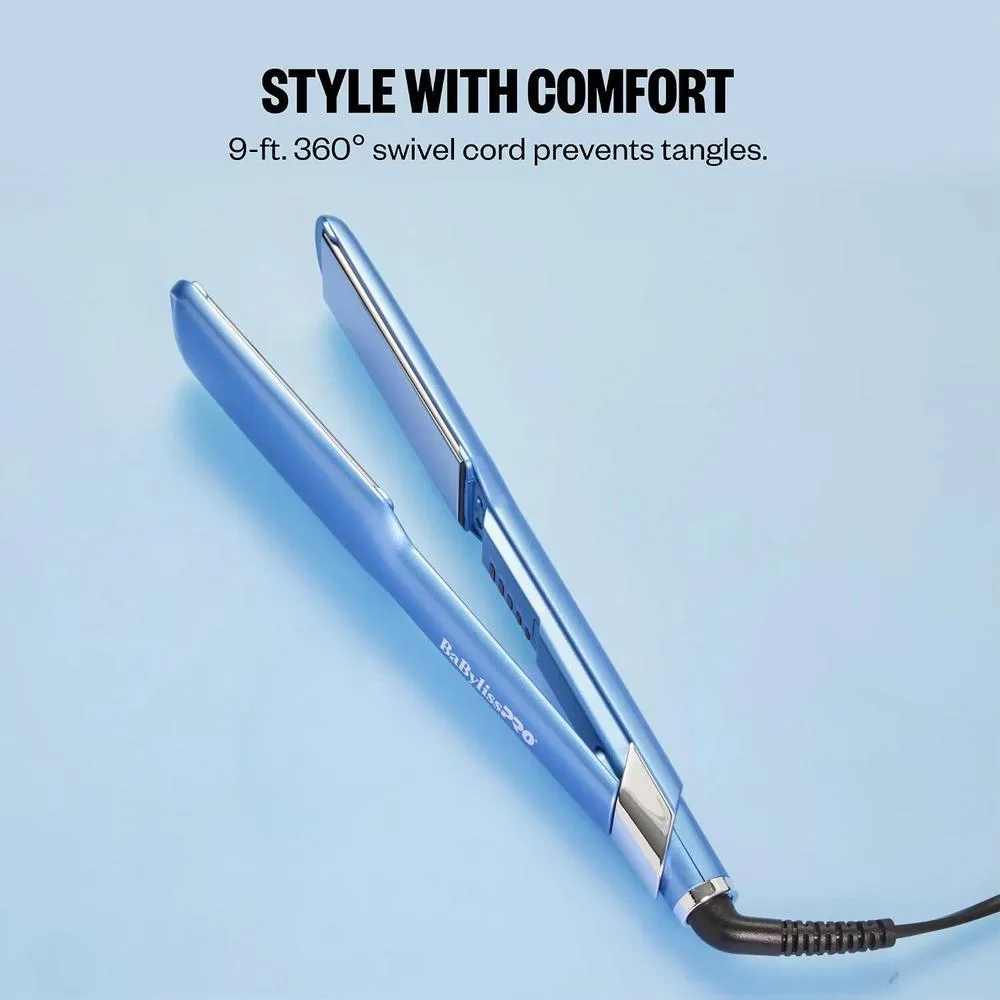 BaBylissPRO Nano Titanium Ultra-Sleek Hair Straightener con placas de titanio y pantalla LED ajustable