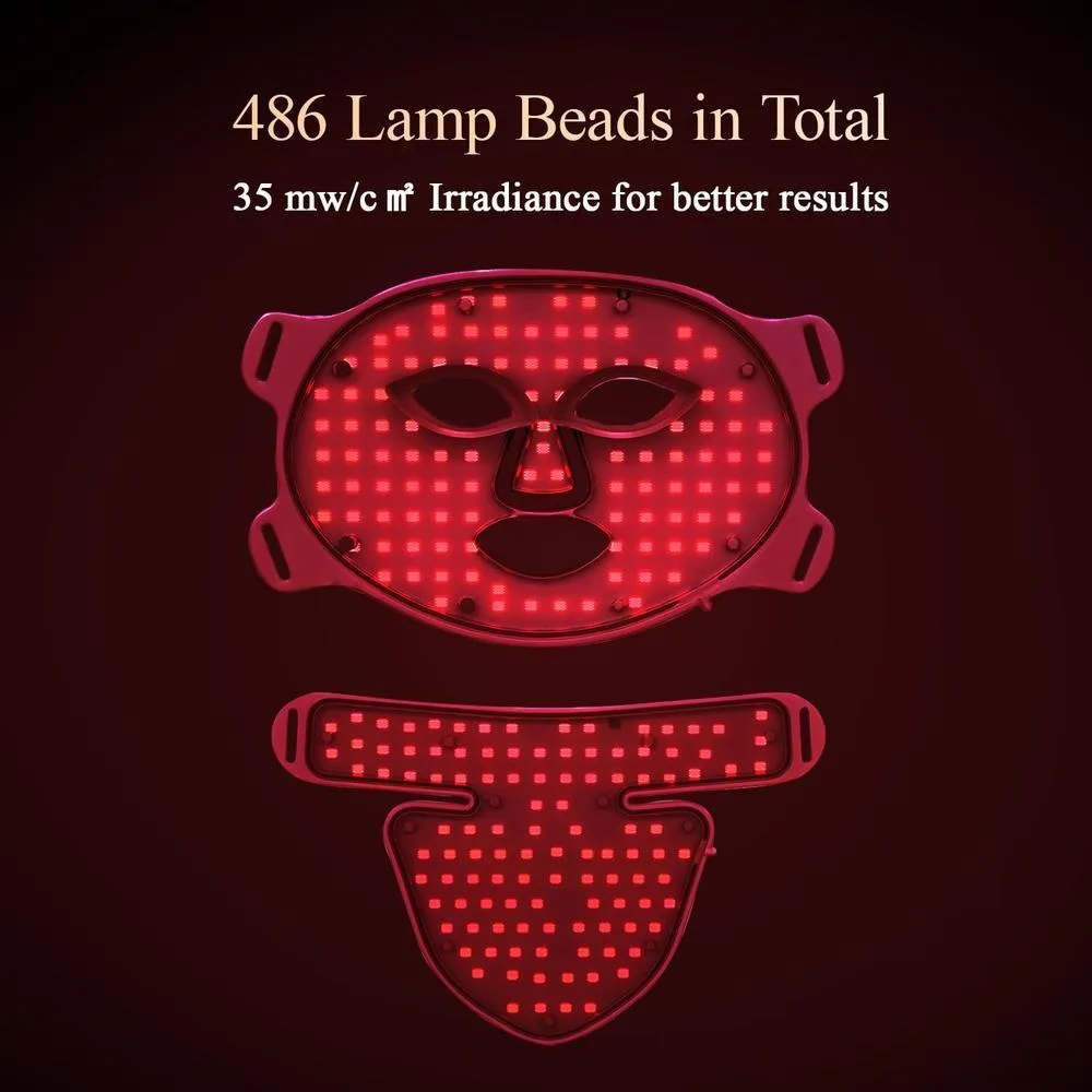 Máscara Facial Y De Cuello Megelin Terapia De Luz Led Roja, 7 Colores, Para Rejuvenecimiento De La Piel Blano
