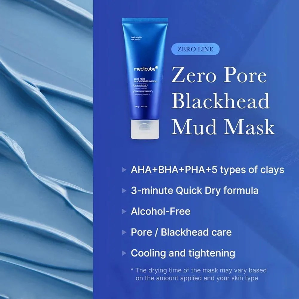 Medicube Máscara Facial De Barro Con AHA, BHA, PHA, Enfriamiento Y Ajuste De Poros, Fórmula Coreana De Secado Rápido, 100ml