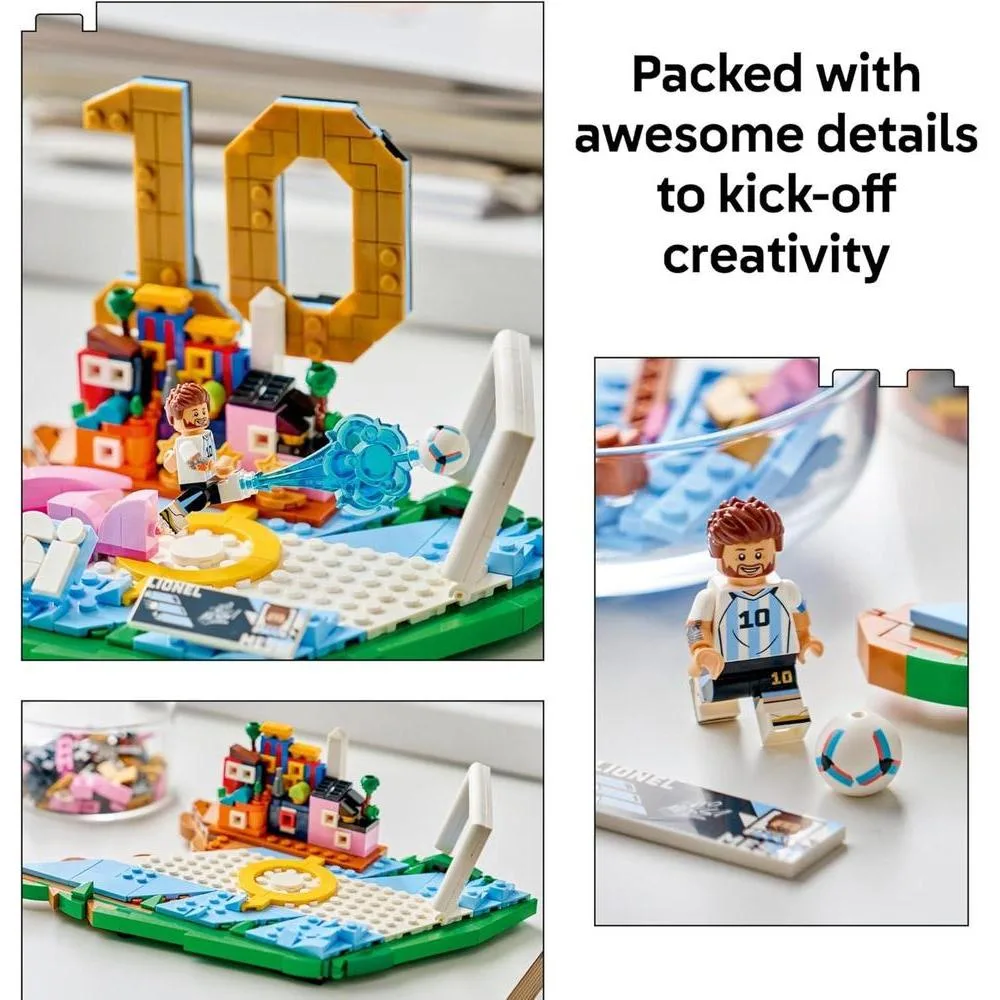 LEGO Ediciones Lionel Messi Juego de coleccionista de fútbol para niños y niñas, decoración deportiva y regalo