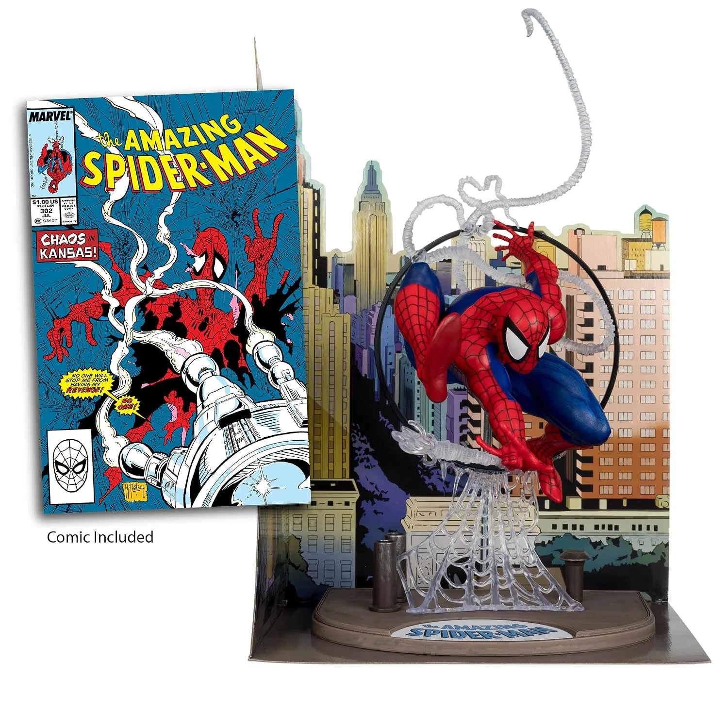 McFarlane Toys Marvel Spider-Man Escala 1:6 con Escena y Comic (The Amazing Spider-Man #301)
