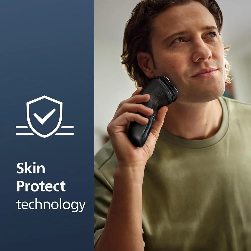 Philips Norelco Shaver 3900 Series, afeitadora eléctrica para uso húmedo y seco, con P-Cap, estuche de viaje y soporte de carga