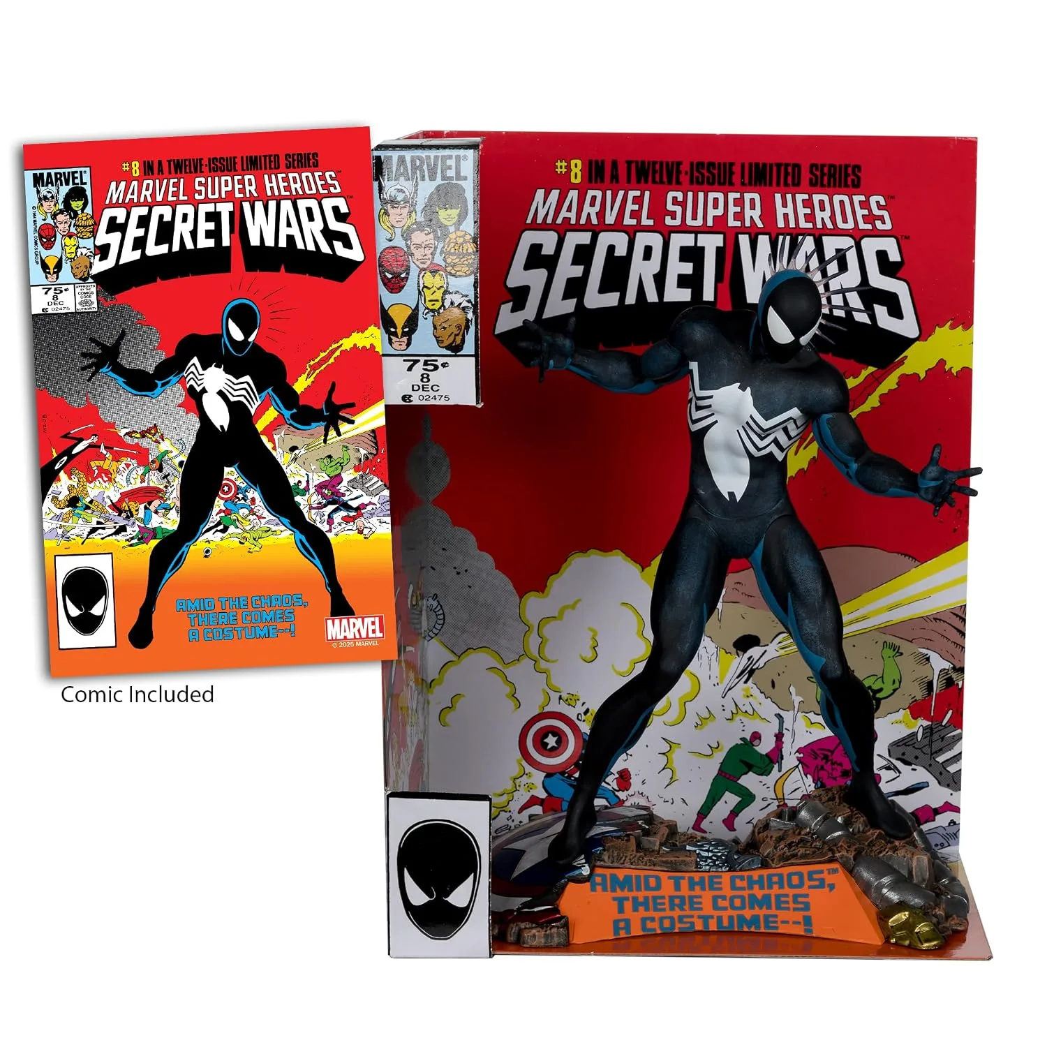McFarlane Toys Marvel Spider-Man Escala 1:6 con Escena y Comic (Marvel Super Heroes Secret Wars #8)