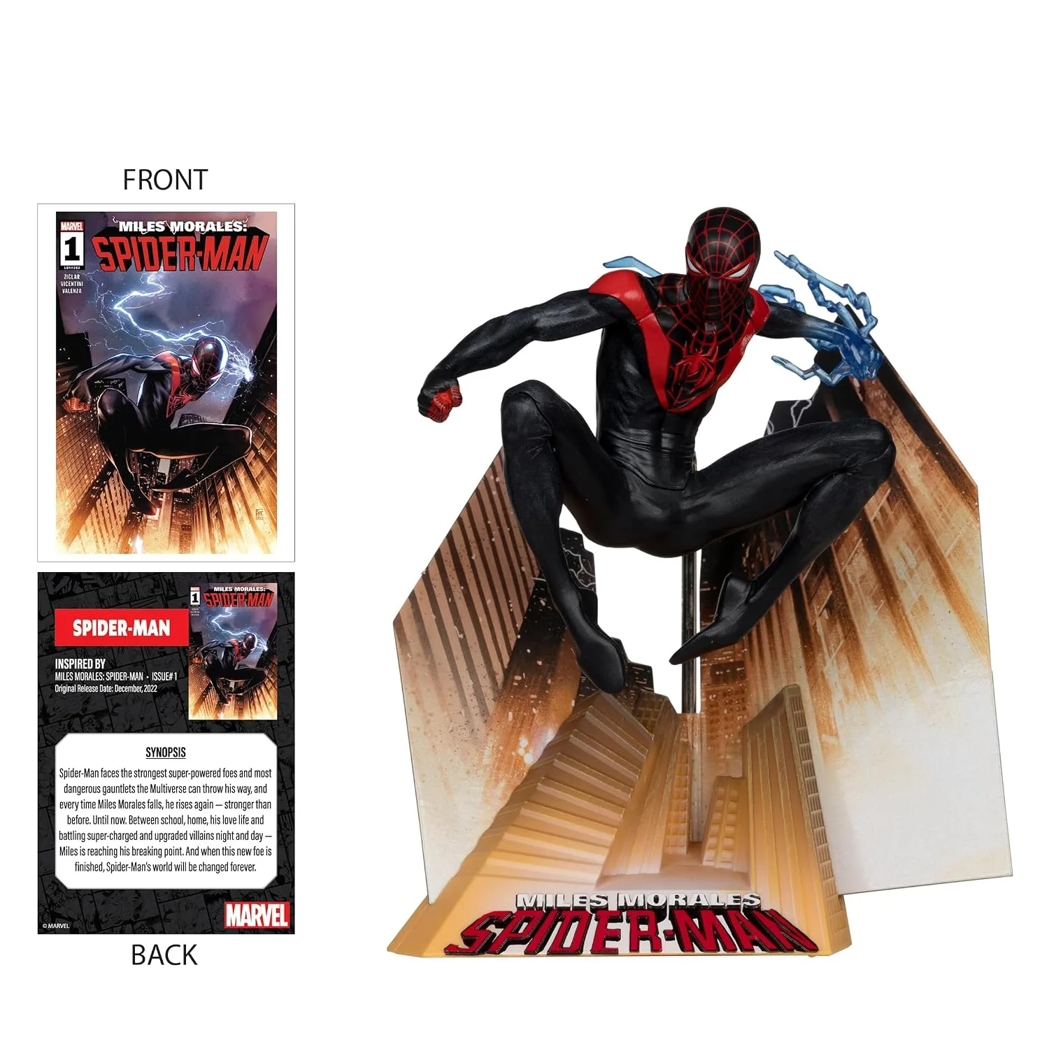 McFarlane Toys Marvel Spider-Man Escala 1:10 con Escena (Miles Morales: Spider-Man #1)