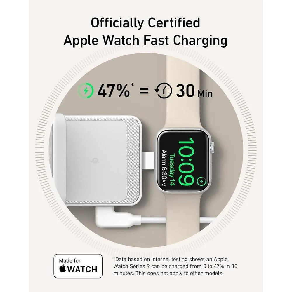 Anker MagGo Estación de Carga Inalámbrica 3 en 1 para iPhone, compatible con MagSafe, cargador plegable 15W Qi2, AirPods, Apple Watch