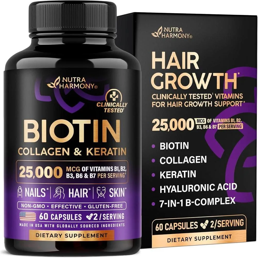 Vitamina Biotina, Colágeno y Queratina con Complejo B - 60 Cápsulas