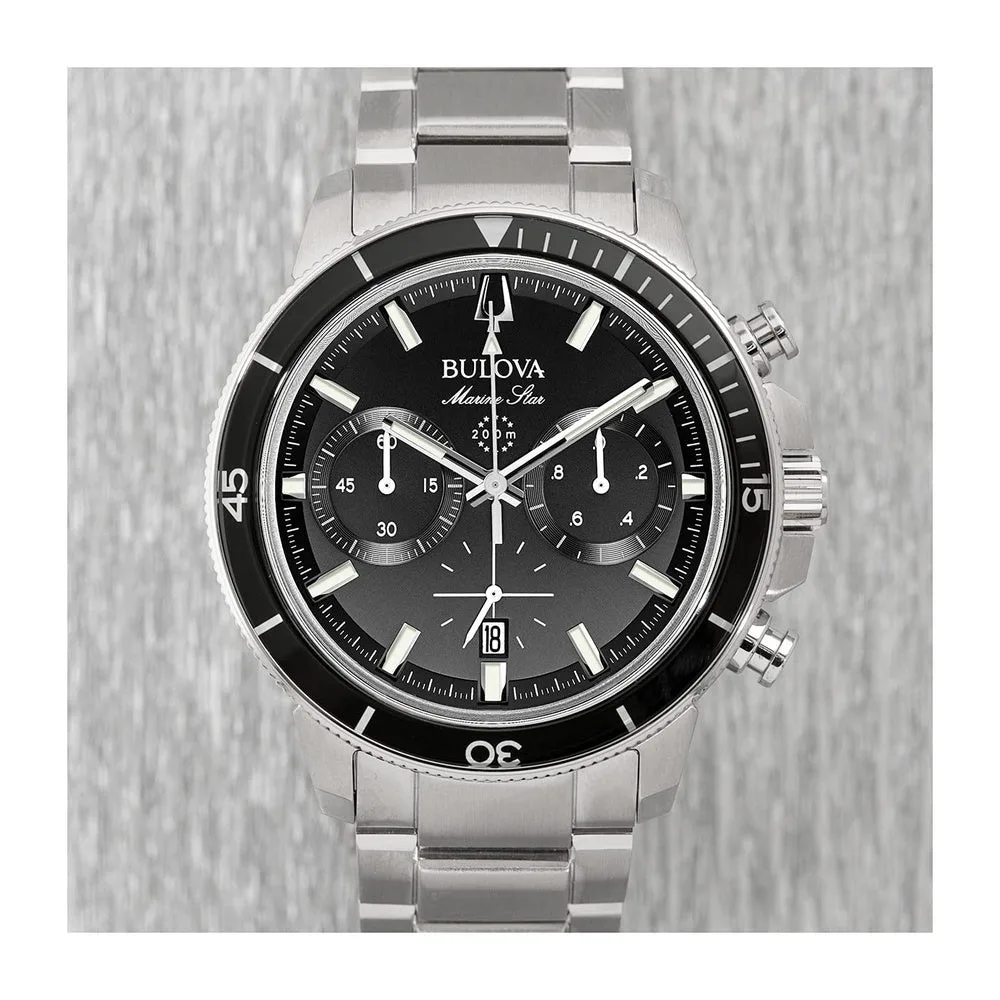 Bulova Marine Star Series C Reloj de Cuarzo Cronógrafo para Hombre con Esfera Negra y Acero Inoxidable