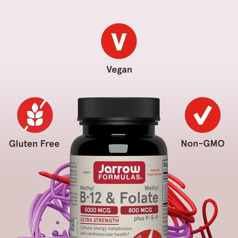Pastillas de Metil B-12 con Folato de metilo y Piridoxal-5-fosfato para apoyo celular y cardiovascular