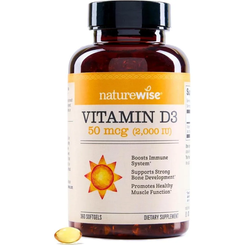 Vitamina D3 2000IU NatureWise Suplemento Inmunológico 360 Cápsulas Blandas