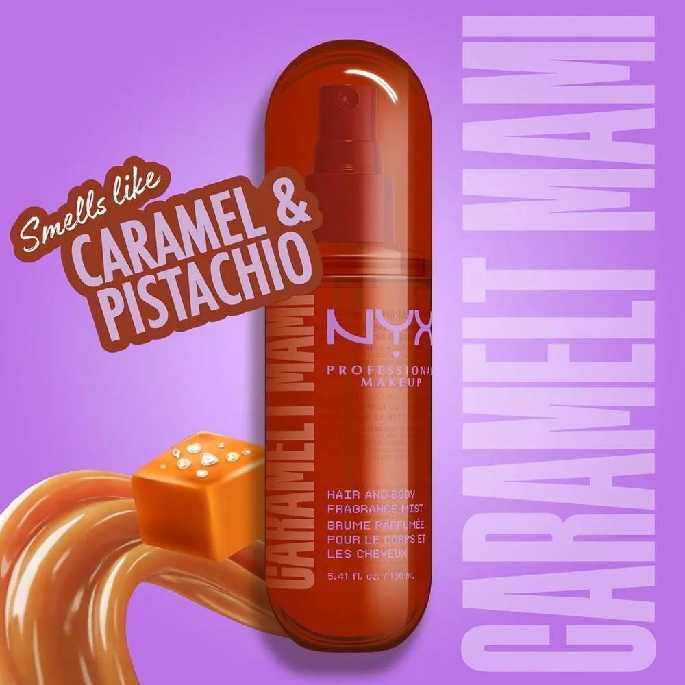 Perfume NYX Professional Makeup Caramelt Mami: Dulce Aroma a Caramelo para Cabello y Cuerpo, Vegano y Cruelty-Free