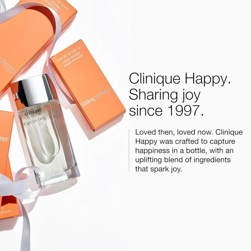 Clinique Happy Eau de Parfum Spray con notas de pomelo, bergamota, flor hawaiana y mimosa de primavera