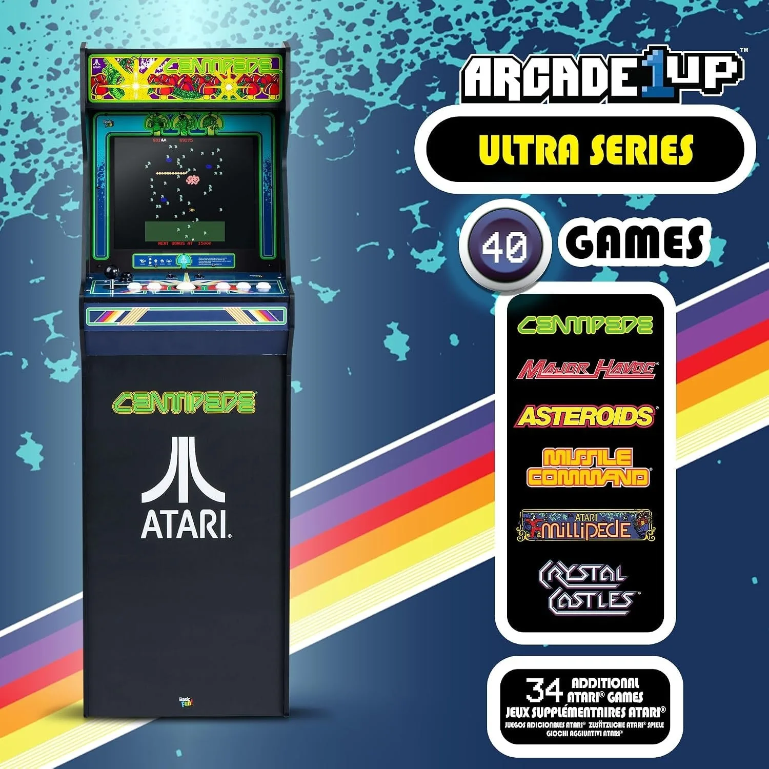 ARCADE CLASSICS - Atari Centipede Ultra Series Game Machine, 40 Games, 17" Liquid Crystal Screen