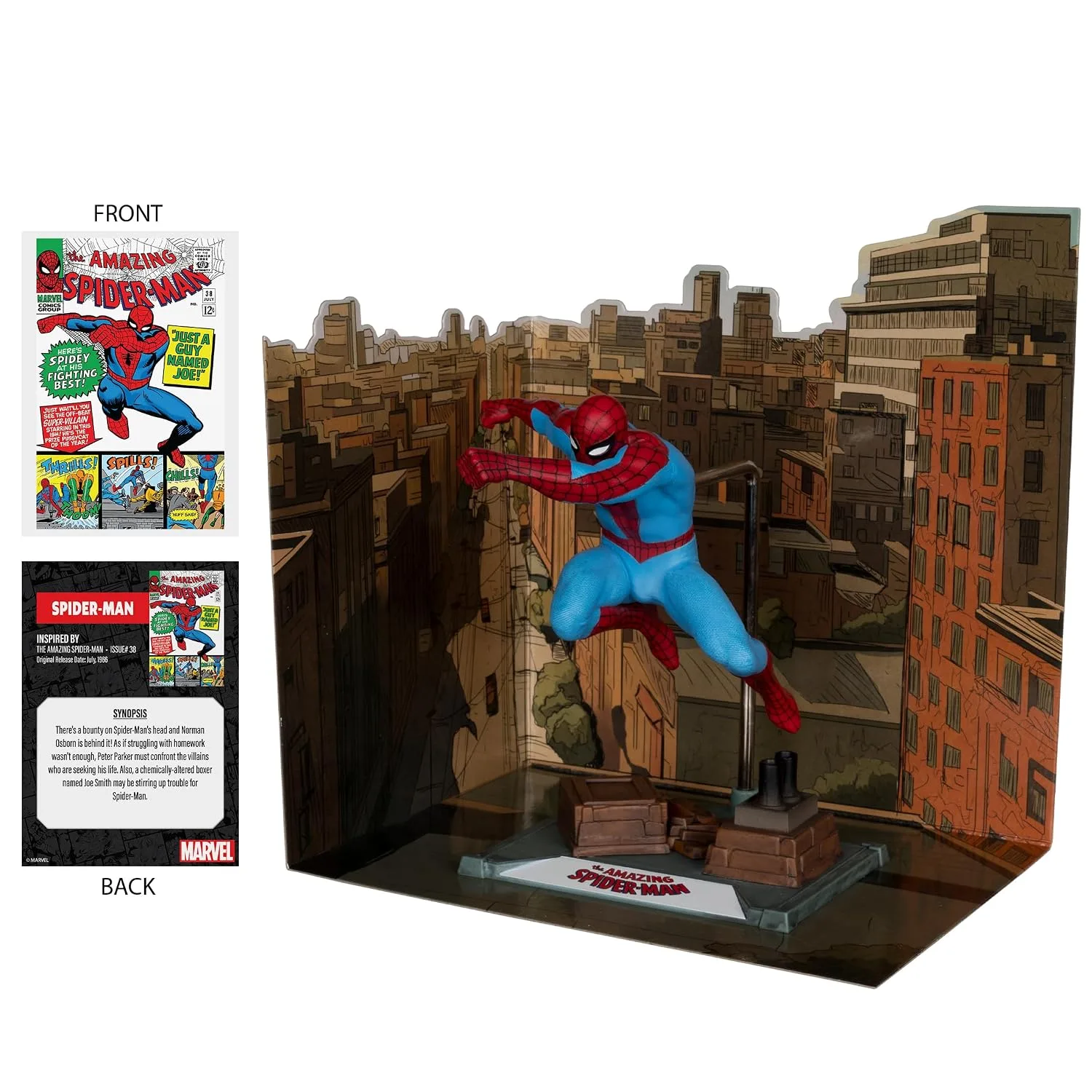 McFarlane Toys Marvel Spider-Man Escala 1:10 con Escena (The Amazing Spider-Man #38) Gold Label