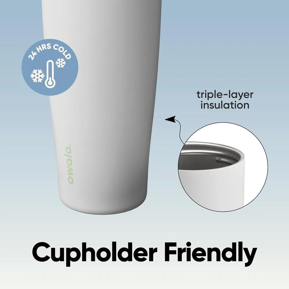 Botella de agua Owala FreeSip Sway aislada de acero inoxidable con boquilla 2 en 1, pajita y asa de transporte, para deportes y viajes