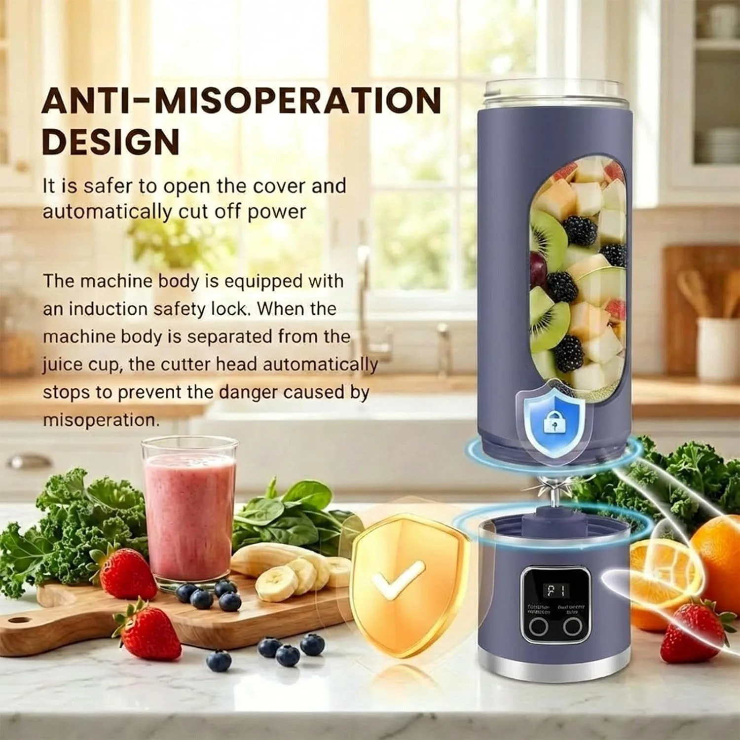 Lilogi Portable Blender, 500ML Blenders for Smoothies with LED Display