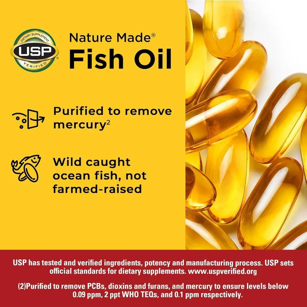 Nature Made Aceite de Pescado Omega 3, 1200 mg, Apoyo para el Corazón, 230 Cápsulas Blandas, Suministro 115 Días