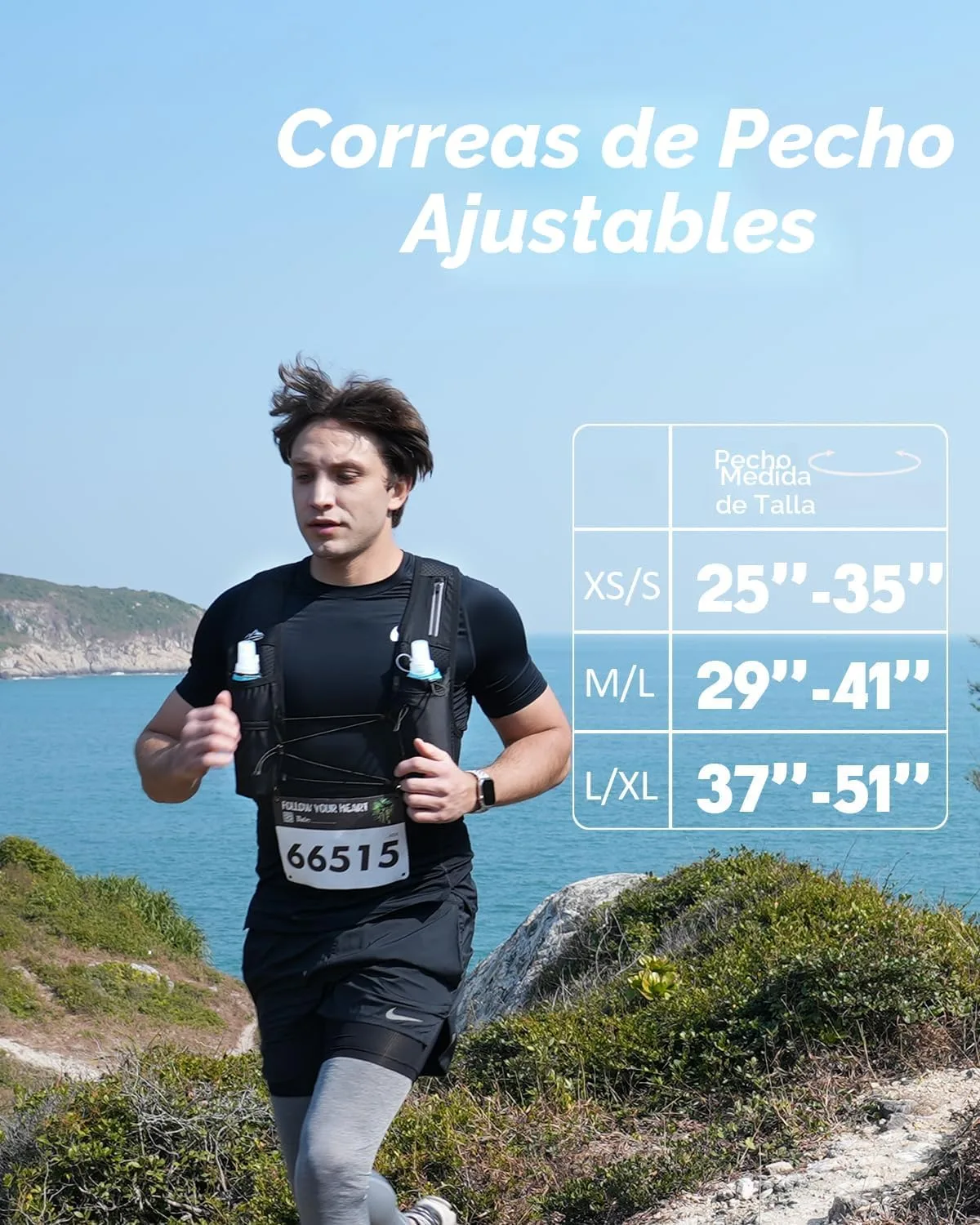 Chaleco de correr para mujeres y hombres, patente de EE. UU., correas ajustables para el