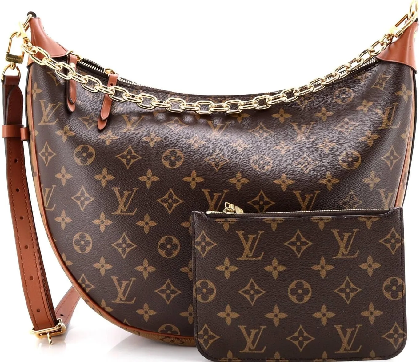 Original, Louis Vuitton Pre-Loved Loop Hobo Reverse Monogram Canvas, Brown