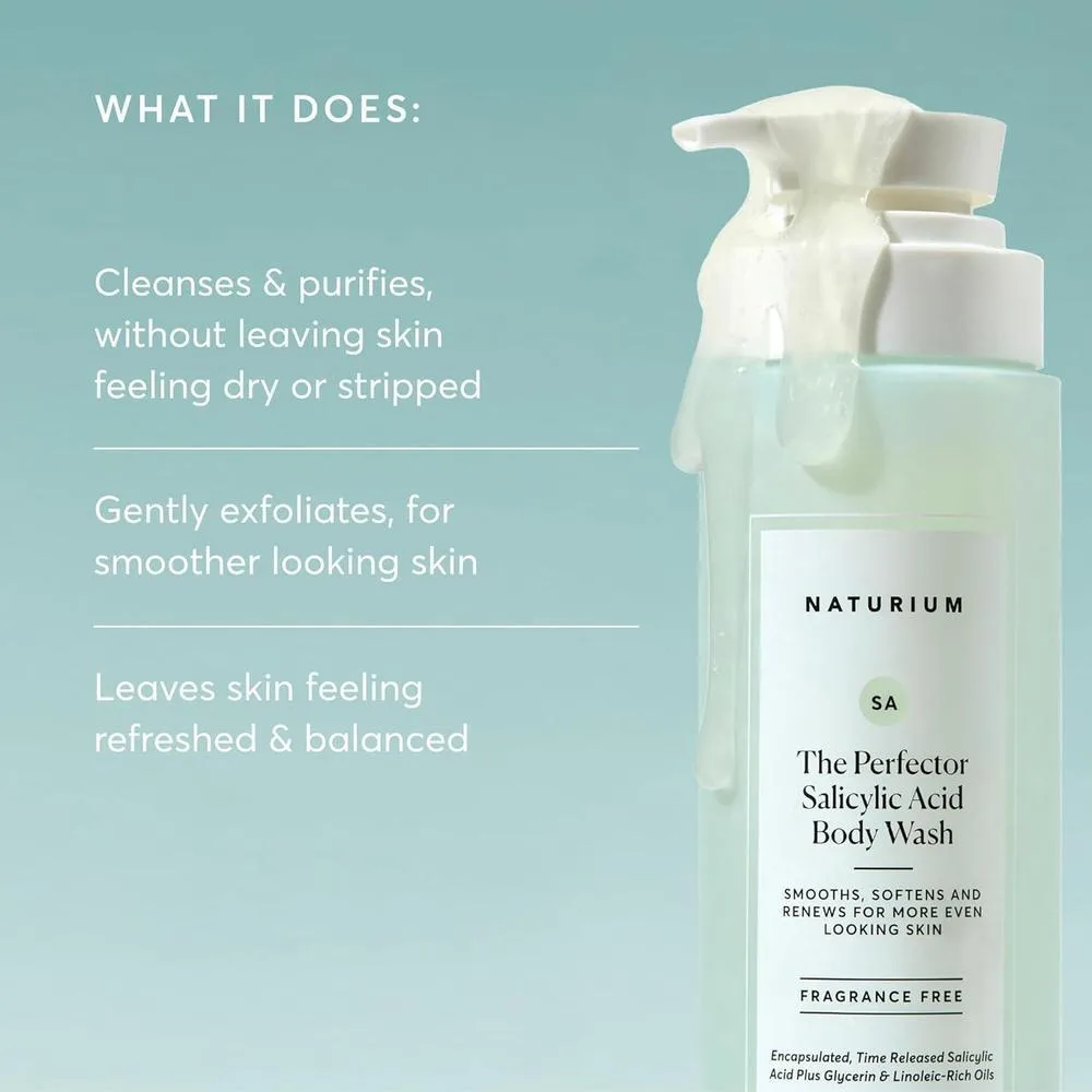 Naturium The Perfector Gel de baño con ácido salicílico y limpiador suave, ideal para purificar y suavizar la piel