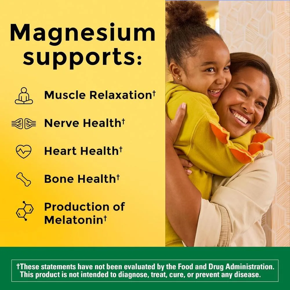 Nature Made Glicinato de Magnesio suplemento para músculos, corazón, nervios, huesos, 180 cápsulas bisglicinato, 90 días