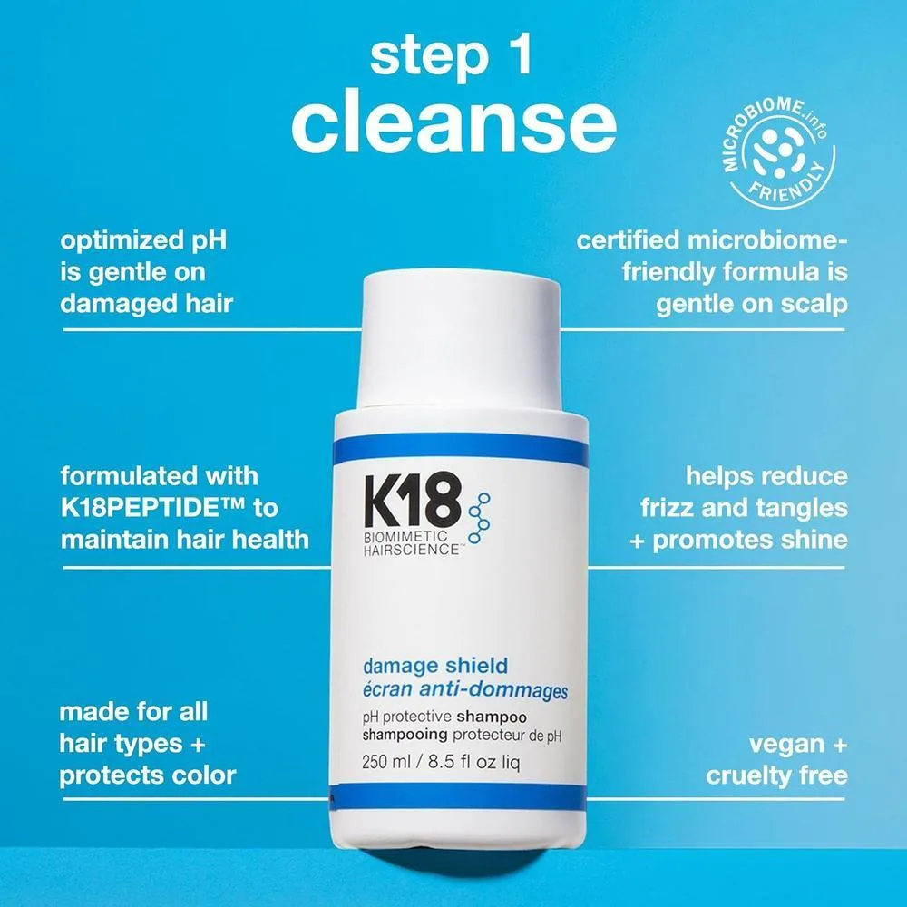 K18 Damage Shield Set: champú y acondicionador, protección para color, reduce encrespamiento y enredos