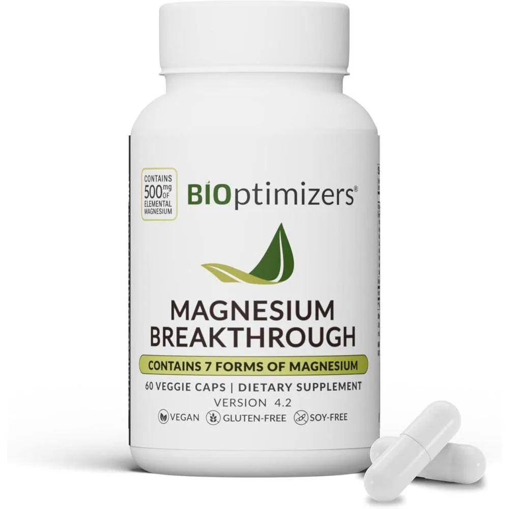 Suplemento Magnesium Breakthrough BIOptimizers 500mg 7 Formas 60 Cápsulas