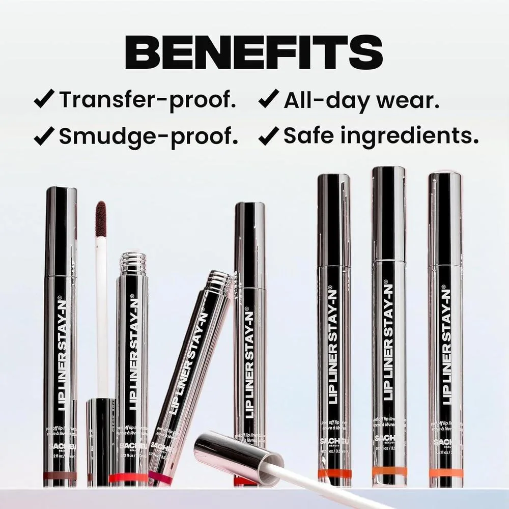 Delineador de labios Sacheu Stay-N de larga duración con ácido hialurónico y vitamina E, adecuado para todo tipo de piel