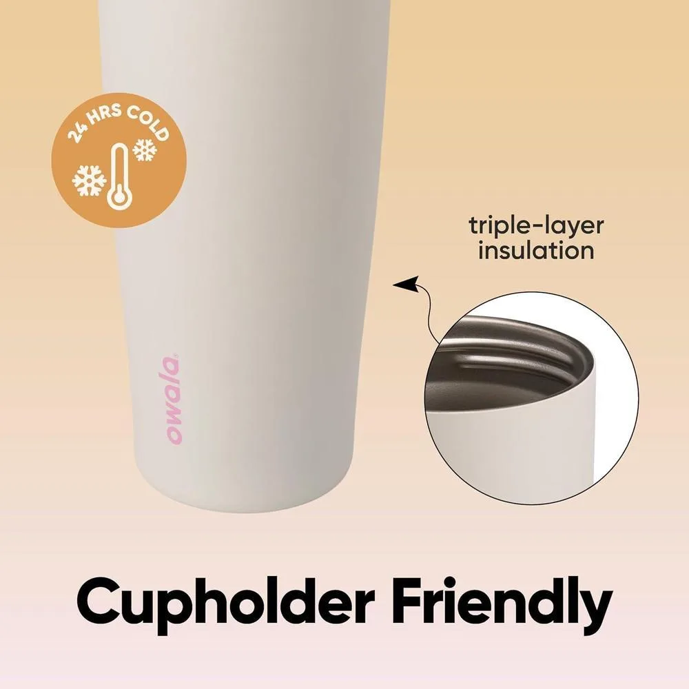 Botella de agua Owala FreeSip Sway de acero inoxidable aislada con pico de dos vías y pajita integrada, ideal para deportes y viajes