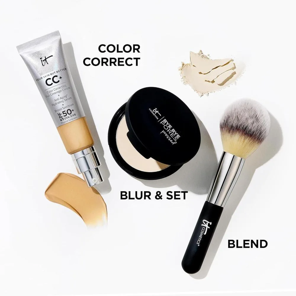 IT Cosmetics Bye Bye Pores - Polvo de acabado prensado - Tonos universales - Contiene péptidos antienvejecimiento