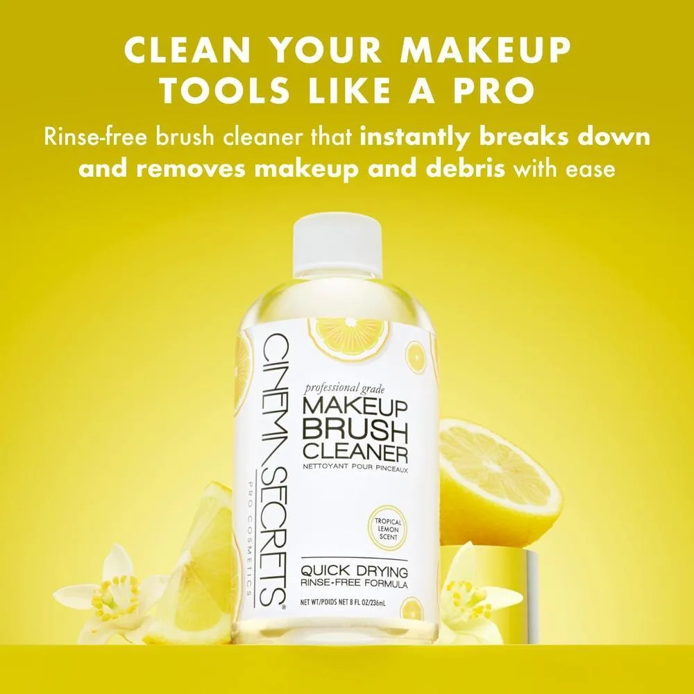 Limpiador profesional de brochas de maquillaje Cinema Secrets, fórmula rápida y sin enjuague, elimina maquillaje resistente