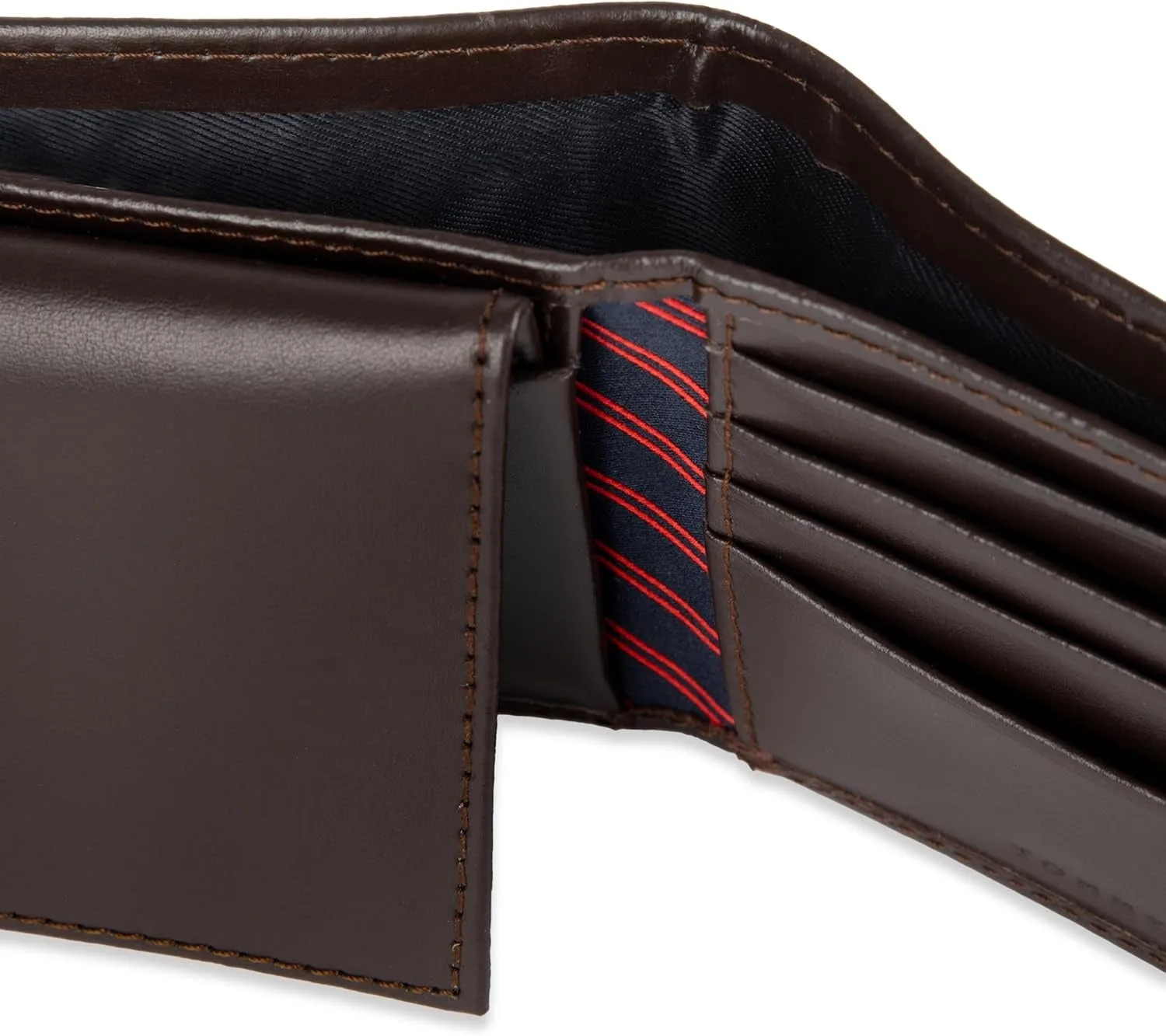 Tommy Hilfiger Men's Leather Wallet – Slim Bifold with 6 Credit Card Pockets and Removable ID Window, Casual Brown, One Size