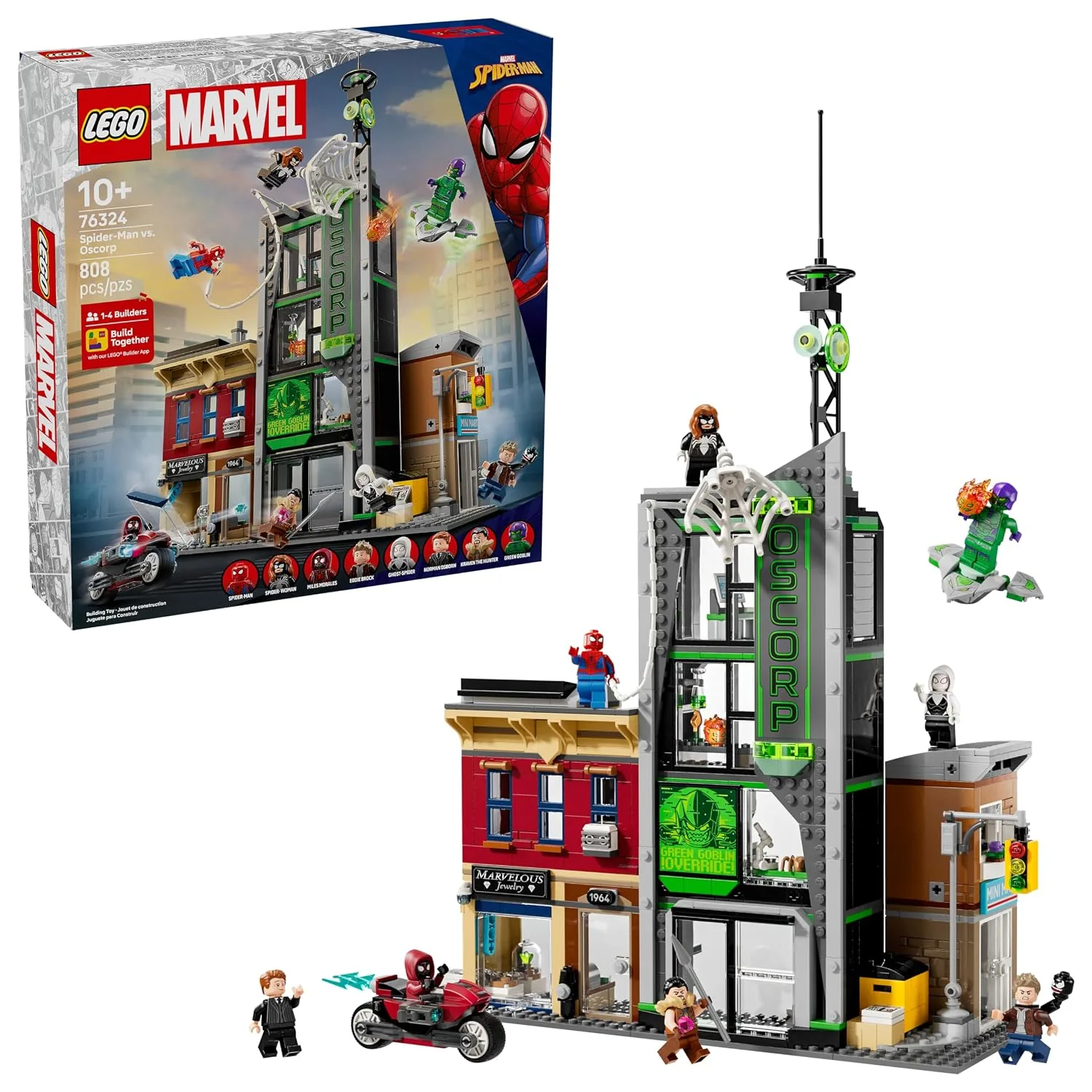 Set de construcción LEGO Marvel Spider-Man vs. Oscorp 76324