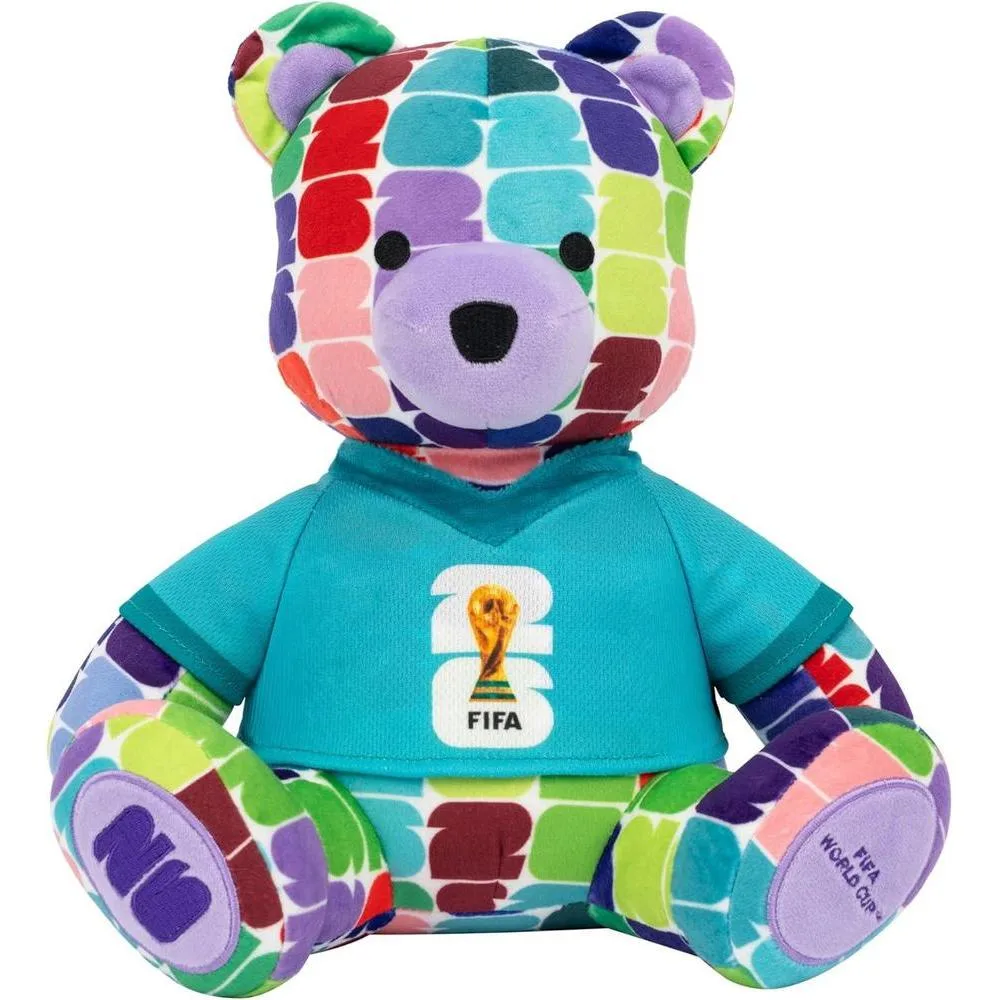 Jazwares FIFA World Cup 2026 10-Inch Colorful Bear Plush - Official 2026 World Cup Collectible with FIFA Trophy Logo Tee - Ages 3+