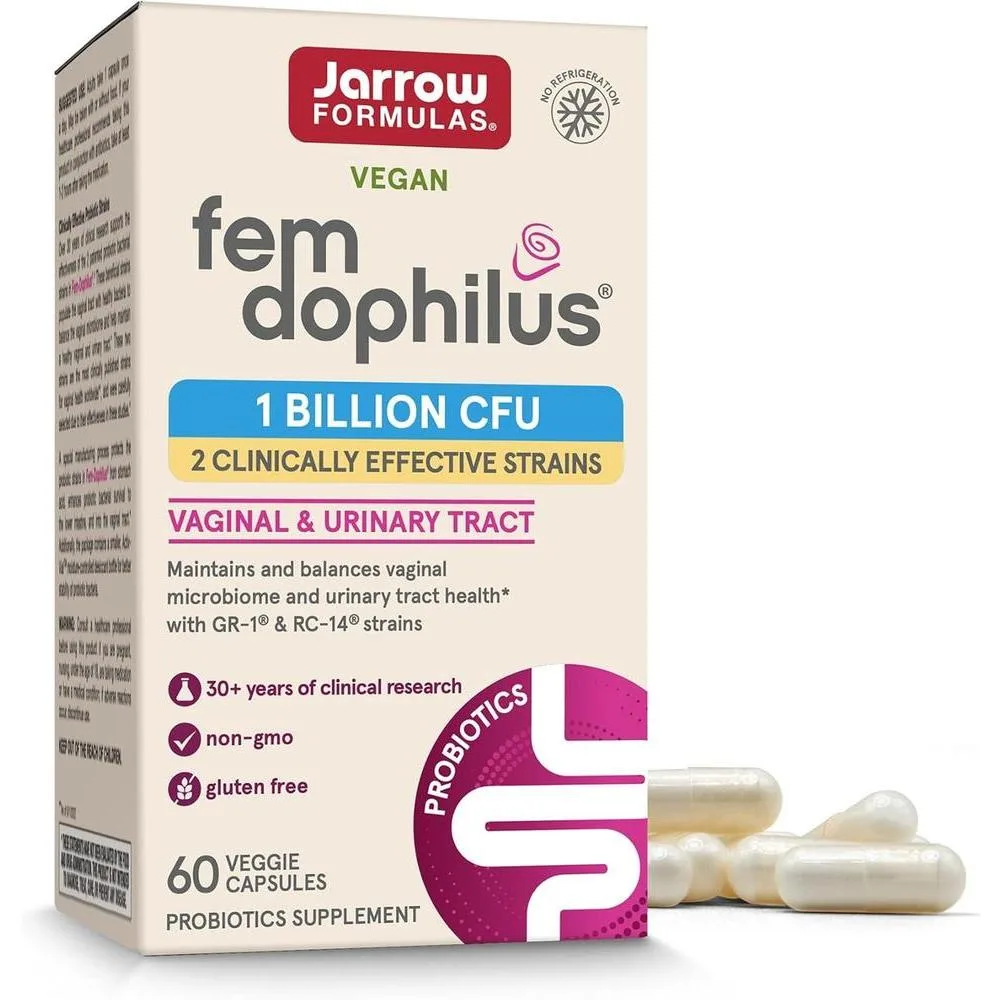 Suplemento Probiótico FemDophilus Jarrow para Salud Vaginal y Urinaria 60 Cápsulas