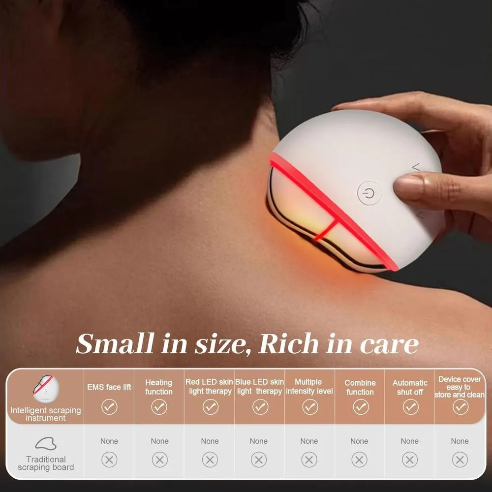 AVORLA herramienta facial LED Gua Sha con microcorriente y calor para tonificación de piel y reducción de arrugas