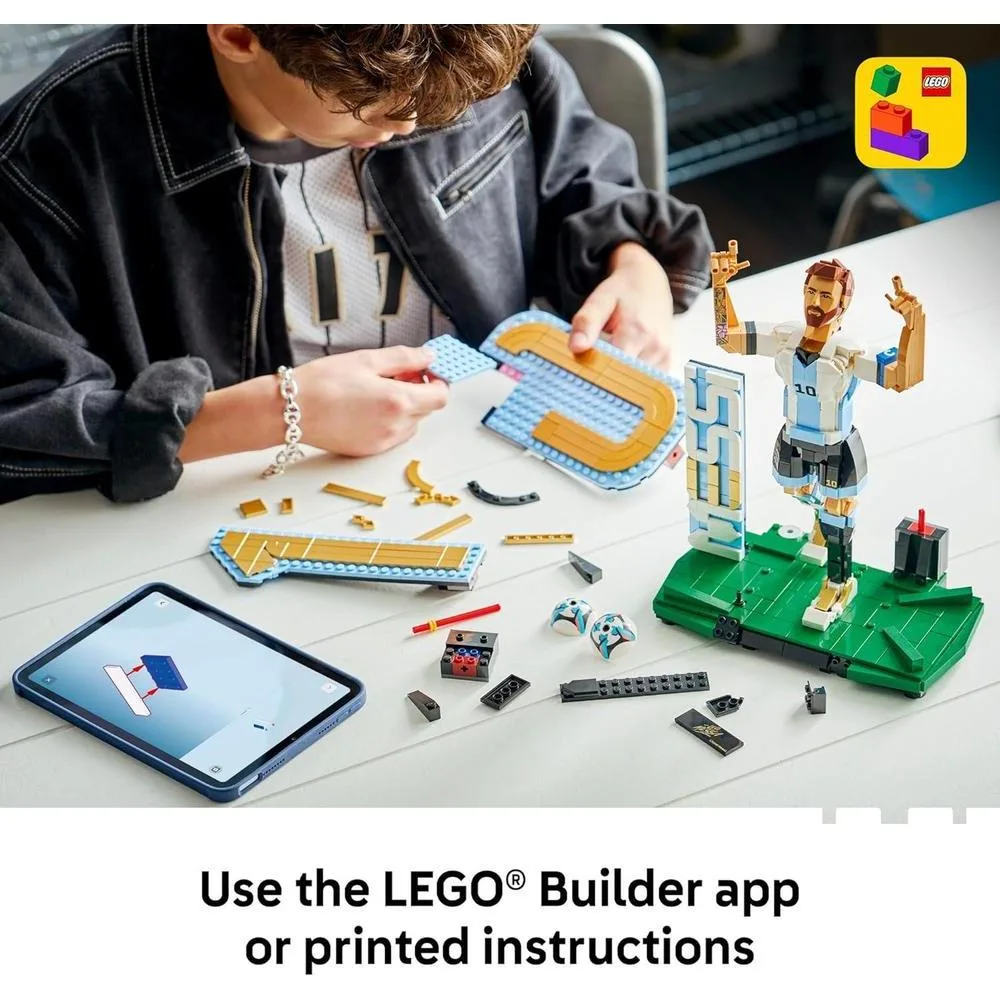 LEGO Ediciones Lionel Messi Juego de coleccionista de fútbol para niños y niñas, decoración deportiva y regalo