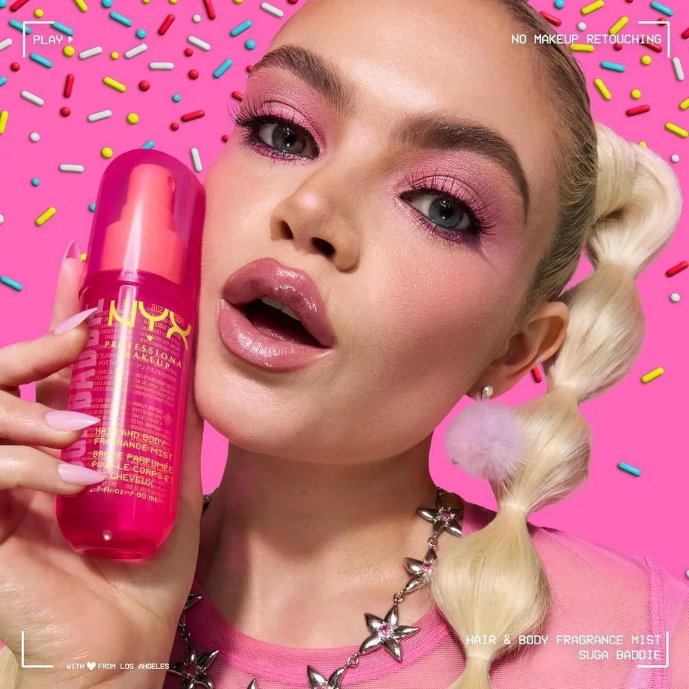 NYX Fragancia Suga Baddie para cabello y cuerpo, aroma a vainilla y crema batida, duradero, vegano y libre de crueldad