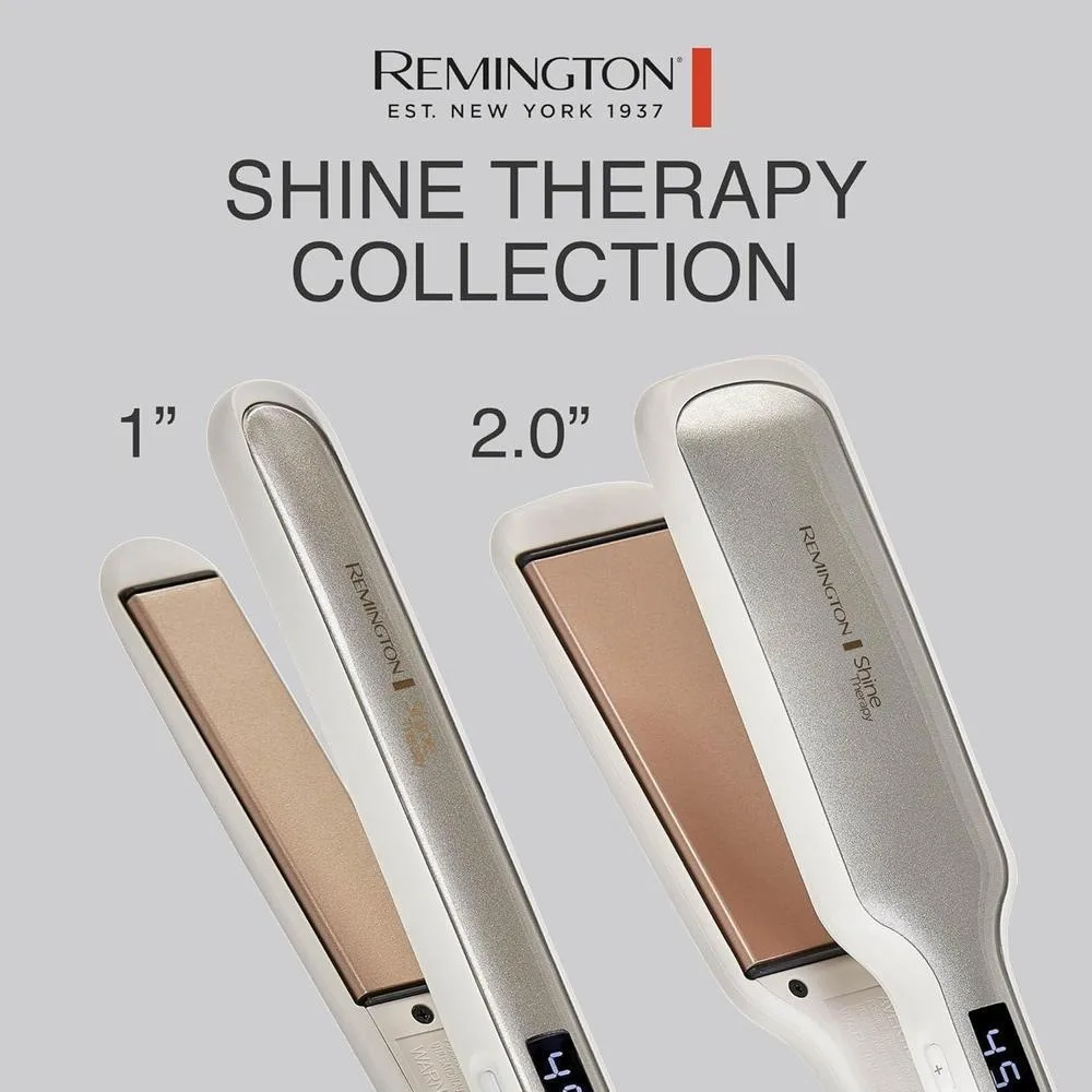 Plancha Remington Shine Therapy infundida con aceite de argán y queratina para un acabado profesional y sin encrespamientos